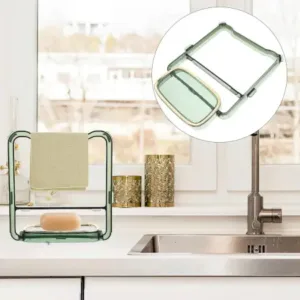 2-in-1 self-adhesive towel hanger & soap holder stand space-saving bathroom wall organizer description:- upgrade your - Stainless Steel, Foldable Design, Durable Plastic, Compact Mini Siz